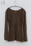 SWAYING 24 Autumn and Winter Wool Blended One-shoulder Lamb Leg Sleeve Top SW-SW24AW1T17-ZONG Brown SW-SW24AW1T13